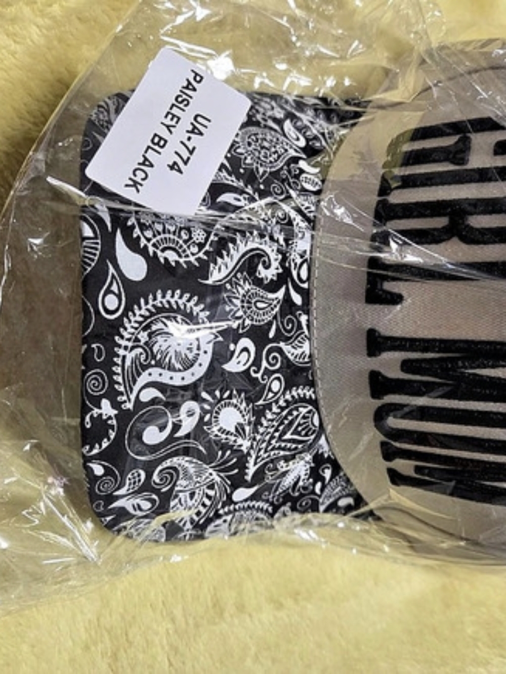 Paisley Bandana Hat in Gray & Black NWT